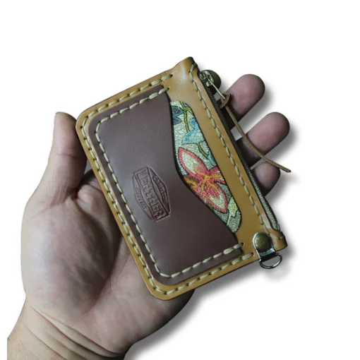 portefeuille en cuir fait main style COMPACT avec Zipper 